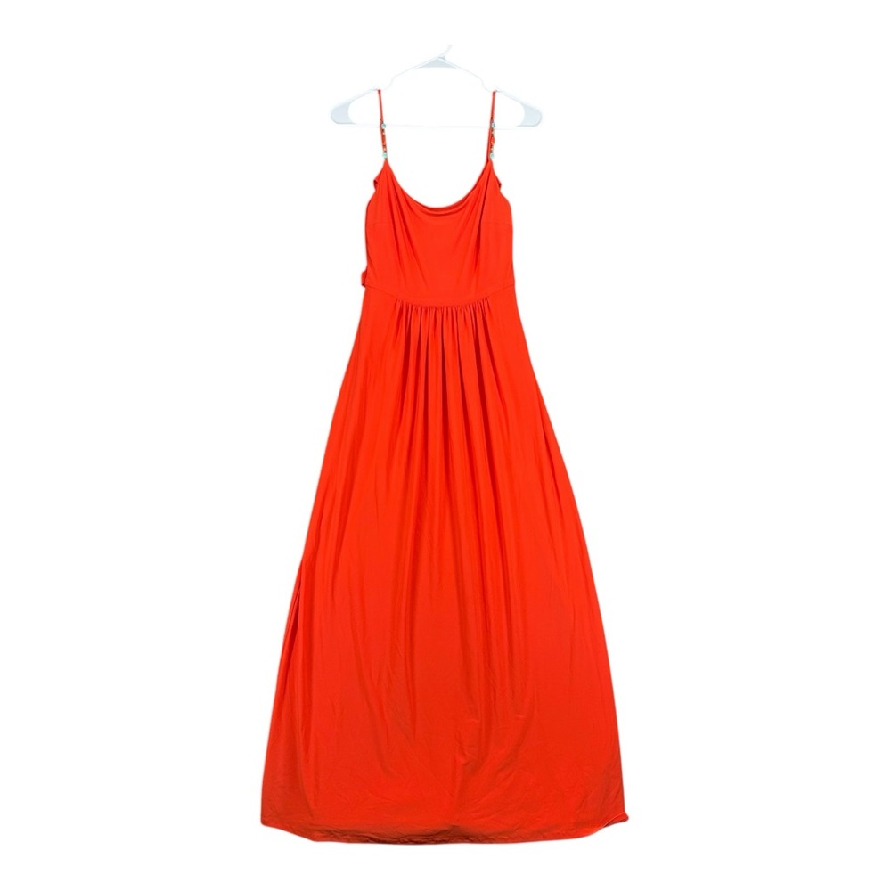 Lauren Ralph Lauren 8 Orange Dress Maxi Sundress Turquoise Bead Sexy Vacation